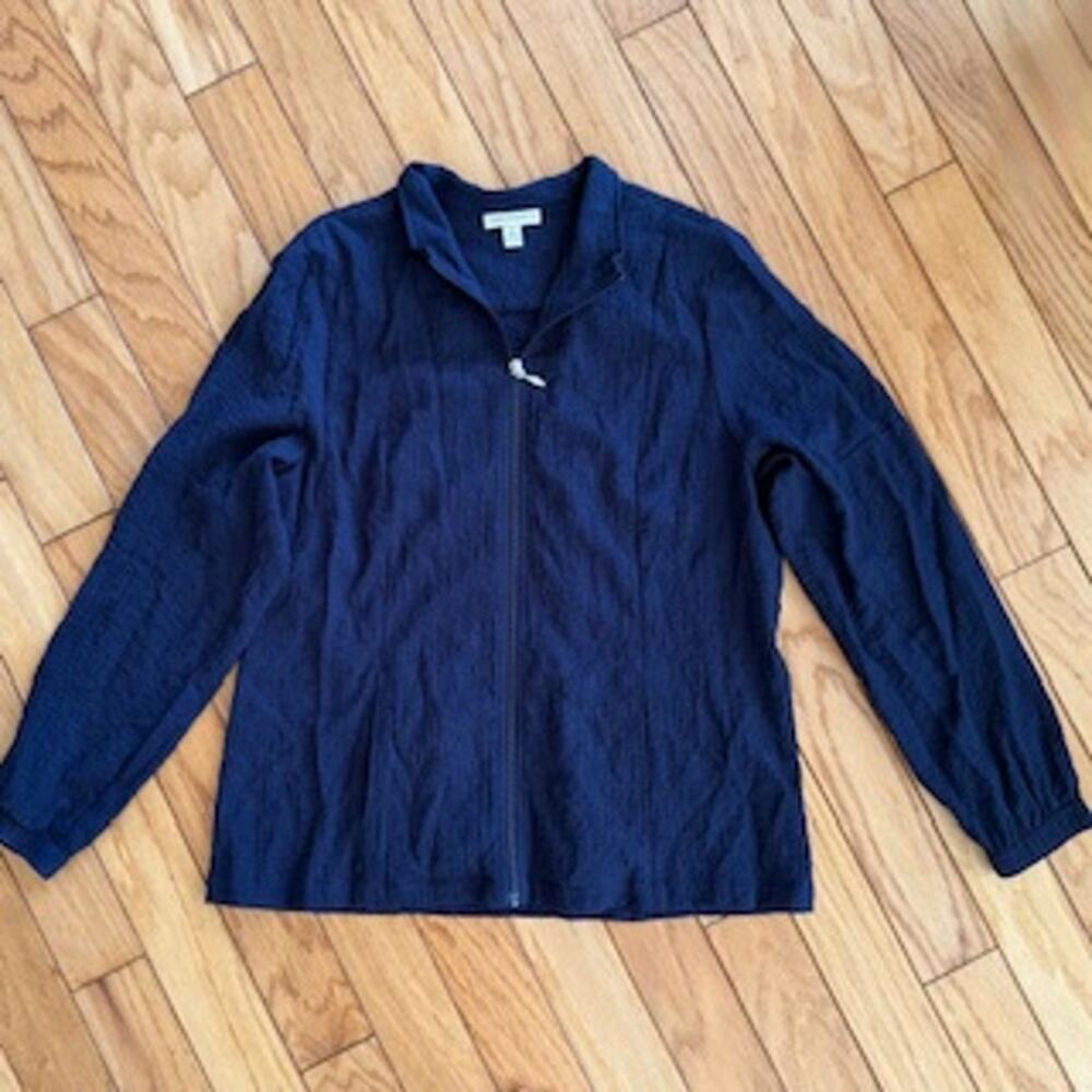 Appleseed's Navy Zip Up Textured Lightweight Jacket Large Layering Grandmacore